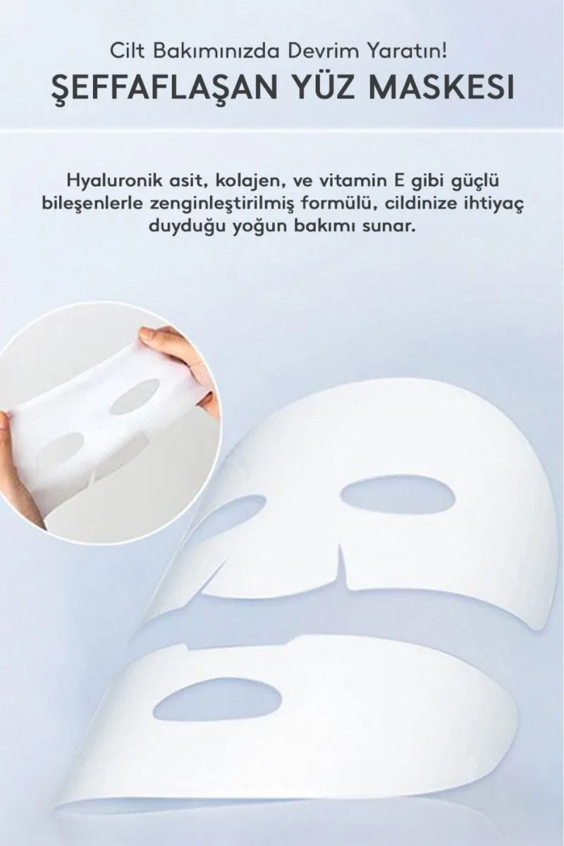 Şeffaflaşan Maske Doğal Kolajen Cilt Maskesi – Anında Parlaklık Ve Nemlendirme - Görsel 2