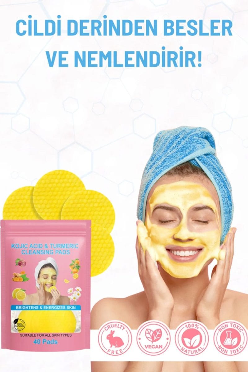Pastelya Leke Karşıtı Kolik Asit Zerdeçal Yüz Temizleme Pedi Derinlemesine Temizlik Tüm Ciltlere Uygun 40 Adet - Görsel 6