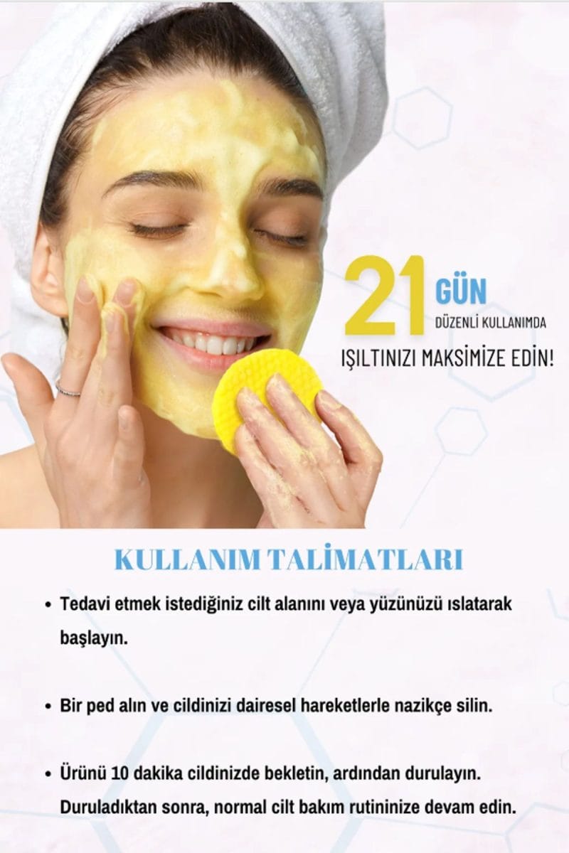 Pastelya Leke Karşıtı Kolik Asit Zerdeçal Yüz Temizleme Pedi Derinlemesine Temizlik Tüm Ciltlere Uygun 40 Adet - Görsel 3